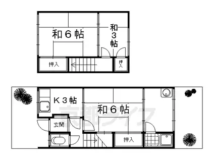 叡山電鉄 一乗寺駅 徒歩9分 2階建 築61年(3K)の間取り写真