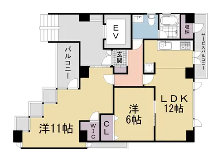 叡山電鉄 一乗寺駅 徒歩9分 6階建 築37年(2LDK/5階)の間取り写真