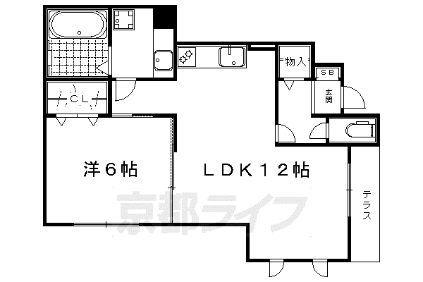 叡山電鉄 一乗寺駅 徒歩5分 2階建 築13年(1LDK/1階)の間取り写真