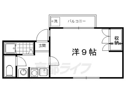 京都市烏丸線 北大路駅 徒歩3分 2階建 築28年(1K/2階)の間取り写真