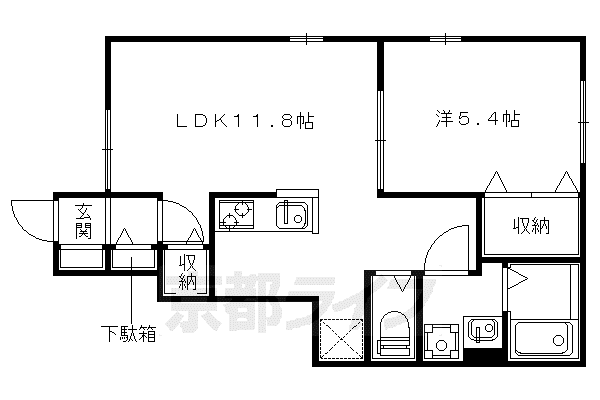 VIVACE御蔭(1LDK/1階)の間取り写真