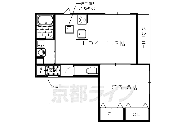 ヘーベルメゾン ボア(1LDK/1階)の間取り写真