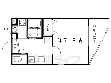 叡山電鉄 元田中駅 徒歩2分 5階建 築11年(1K/4階)の間取り写真