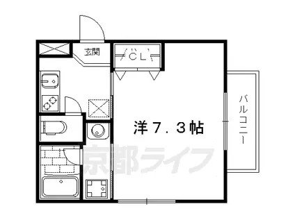 叡山電鉄 岩倉駅(京都) 徒歩7分 2階建 築11年(1K/1階)の間取り写真