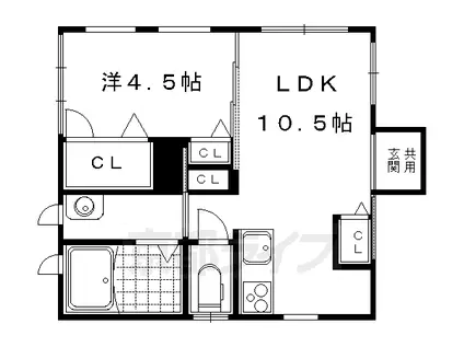 グラビス吉田本町(1LDK/1階)の間取り写真