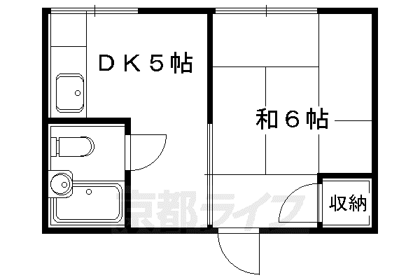 京都市烏丸線 国際会館駅 徒歩9分 2階建 築52年(1DK/2階)の間取り写真