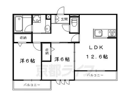 叡山電鉄 修学院駅 徒歩3分 3階建 築11年(2LDK/3階)の間取り写真