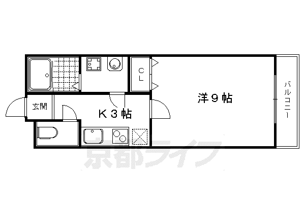 叡山電鉄 元田中駅 徒歩4分 4階建 築11年(1K/1階)の間取り写真