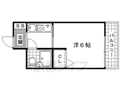 京都市東西線 蹴上駅 徒歩3分 6階建 築32年(1K/2階)の間取り写真