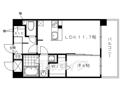 京阪電気鉄道鴨東線 出町柳駅 徒歩5分 5階建 築10年(1LDK/2階)の間取り写真
