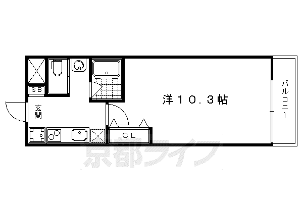 叡山電鉄 茶山・京都芸術大学駅 徒歩8分 4階建 築11年(1K/2階)の間取り写真