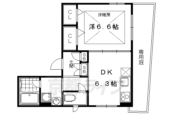京阪電気鉄道鴨東線 出町柳駅 徒歩10分 3階建 築11年(1DK/1階)の間取り写真