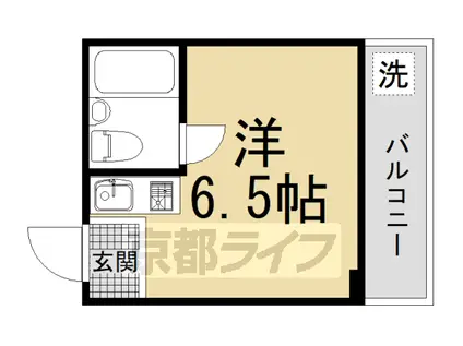 京都市烏丸線 国際会館駅 徒歩1分 3階建 築49年(ワンルーム/3階)の間取り写真