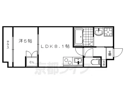 叡山電鉄 宝ケ池駅 徒歩2分 4階建 築9年(1LDK/1階)の間取り写真