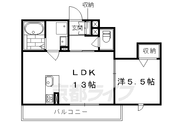 叡山電鉄 元田中駅 徒歩7分 3階建 築10年(1LDK/2階)の間取り写真