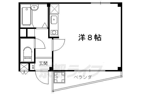 京阪電気鉄道鴨東線 出町柳駅 徒歩15分 2階建 築57年(ワンルーム/1階)の間取り写真