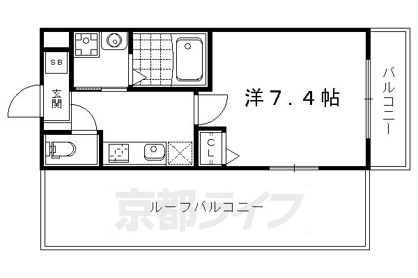 叡山電鉄 元田中駅 徒歩4分 5階建 築9年(1K/5階)の間取り写真
