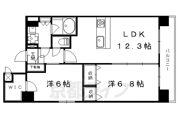 叡山電鉄 一乗寺駅 徒歩4分 5階建 築9年(2LDK/1階)の間取り写真