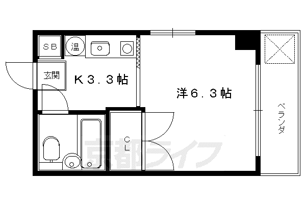 叡山電鉄 元田中駅 徒歩18分 2階建 築39年(1K/1階)の間取り写真