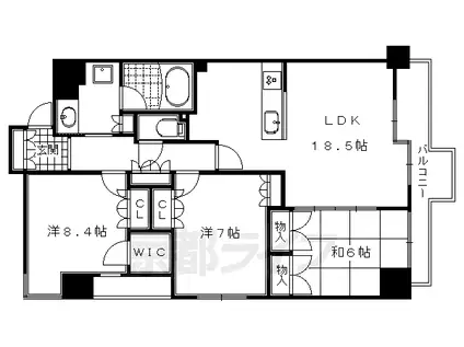グラン・リソシエ京都下鴨北山(3LDK/3階)の間取り写真