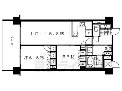 京阪電気鉄道鴨東線 神宮丸太町駅 徒歩8分 5階建 築8年(2LDK/2階)の間取り写真