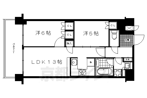 京阪電気鉄道鴨東線 神宮丸太町駅 徒歩8分 5階建 築8年(2LDK/3階)の間取り写真
