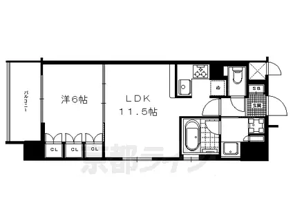 京阪電気鉄道鴨東線 神宮丸太町駅 徒歩8分 5階建 築8年(1LDK/5階)の間取り写真
