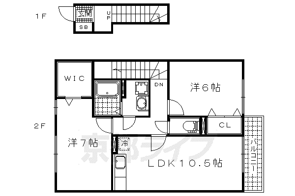 グランステージB(2LDK/2階)の間取り写真