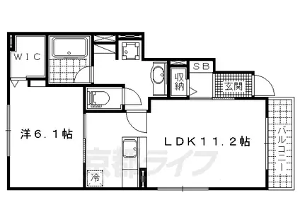 京都市東西線 東野駅(京都) 徒歩13分 2階建 築12年(1LDK/1階)の間取り写真