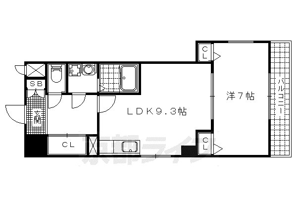 CITY SPIRE浜大津駅前(1LDK/7階)の間取り写真