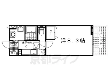 京都市東西線 椥辻駅 徒歩11分 3階建 築11年(1K/1階)の間取り写真