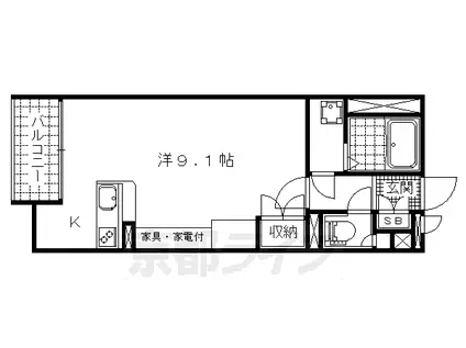 京都市東西線 小野駅(京都) 徒歩4分 2階建 築11年(1K/2階)の間取り写真