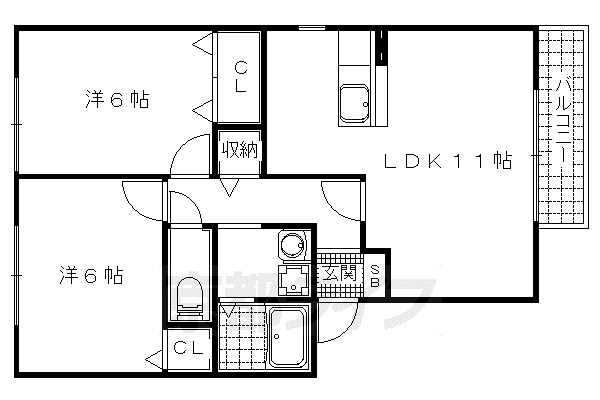 シャルマンハイツ(2LDK/1階)の間取り写真