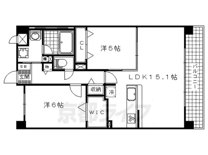 京都市東西線 椥辻駅 徒歩18分 5階建 築10年(2LDK/5階)の間取り写真