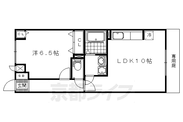 京都市東西線 東野駅(京都) 徒歩12分 2階建 築11年(1LDK/1階)の間取り写真