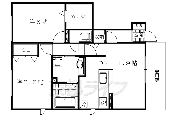 アリエッタ(2LDK/1階)の間取り写真