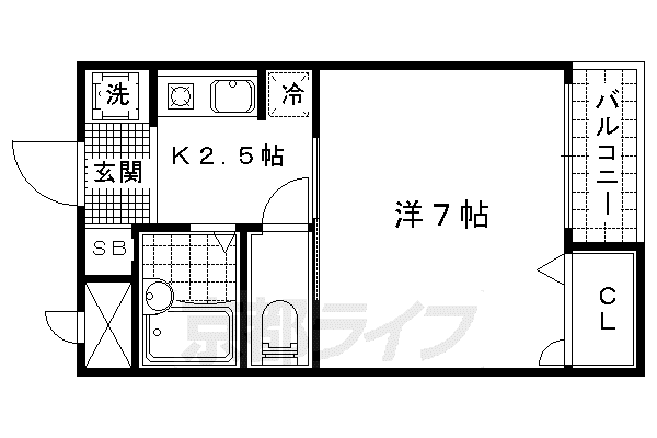 第48長栄レイク唐橋(1K/3階)の間取り写真