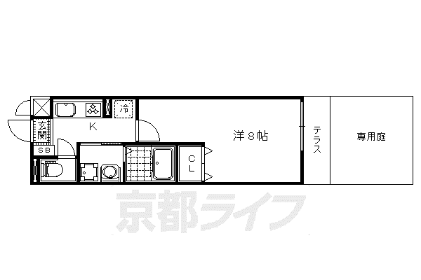 京都市東西線 椥辻駅 徒歩6分 3階建 築10年(1K/1階)の間取り写真