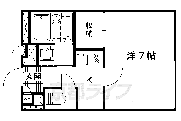 レオパレスフリューゲル(1K/1階)の間取り写真
