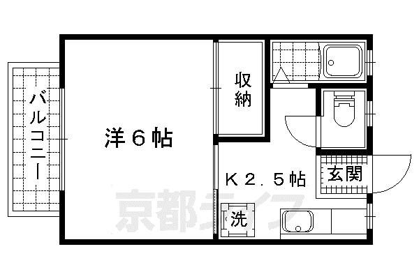 京都市東西線 東野駅(京都) 徒歩15分 2階建 築56年(1K/1階)の間取り写真