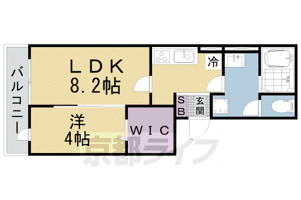 東海道本線 山科駅 徒歩2分 3階建 築10年(1LDK/3階)の間取り写真