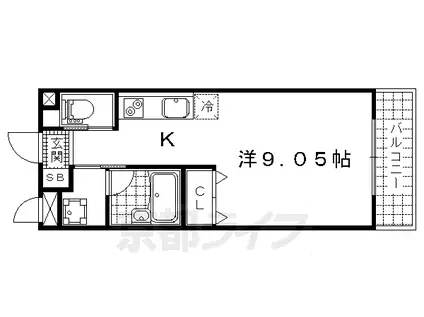 京都市東西線 御陵駅 徒歩9分 2階建 築9年(ワンルーム/1階)の間取り写真