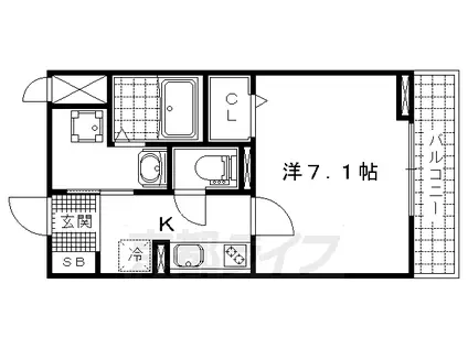 京都市東西線 御陵駅 徒歩20分 3階建 築9年(1K/3階)の間取り写真
