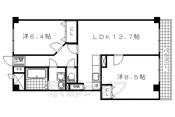 GRACE WOOD(2LDK/2階)の間取り写真