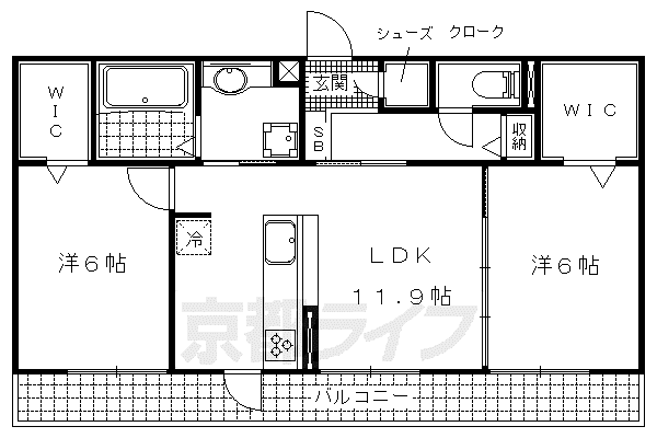 リート623 W(2LDK/2階)の間取り写真