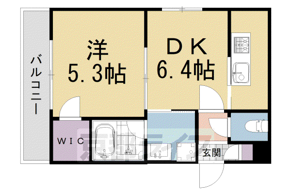 京阪電気鉄道鴨東線 神宮丸太町駅 徒歩9分 3階建 築6年(1DK/1階)の間取り写真