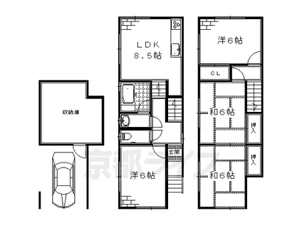 京都市烏丸線 くいな橋駅 徒歩6分 2階建 築37年(4DK)の間取り写真