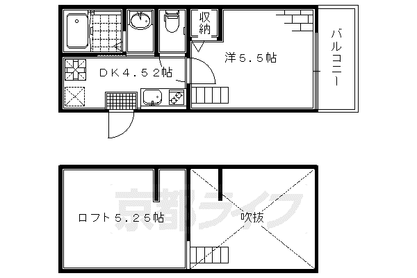 京阪電気鉄道京阪線 丹波橋駅 徒歩6分 3階建 築12年(1K/2階)の間取り写真