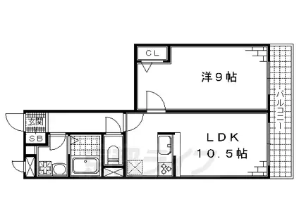京都市東西線 六地蔵駅(京都市営) 徒歩8分 5階建 築11年(1LDK/5階)の間取り写真