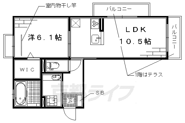 近鉄京都線 伏見駅(京都) 徒歩1分 3階建 築11年(1LDK/3階)の間取り写真